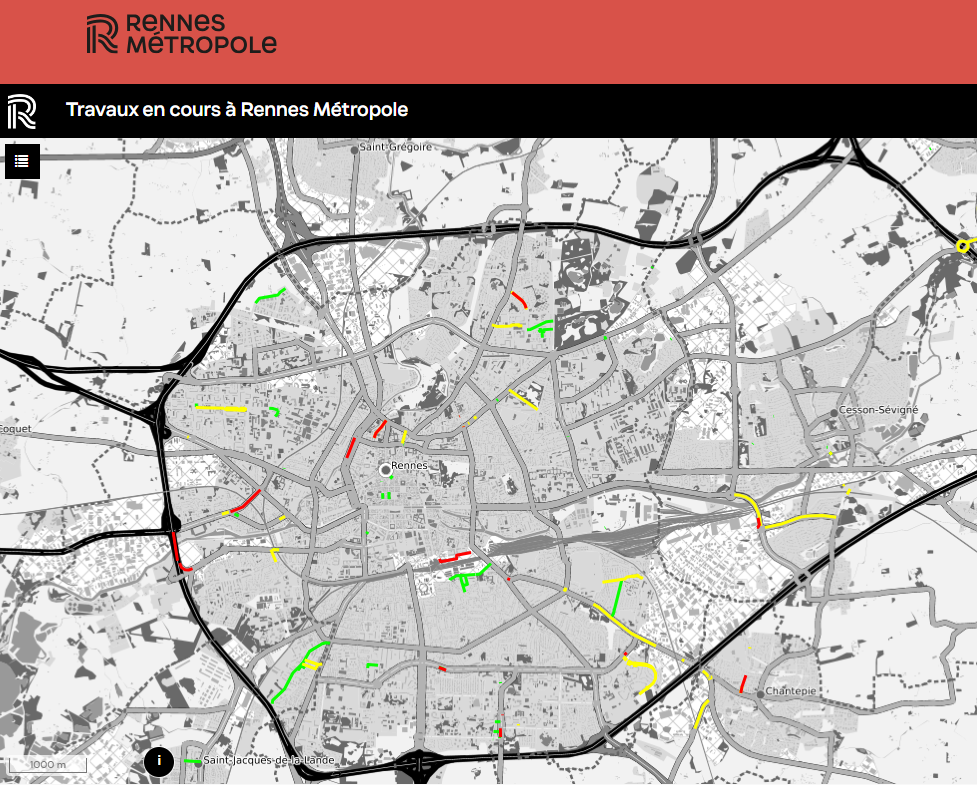 Capture décran rennes info travaux 