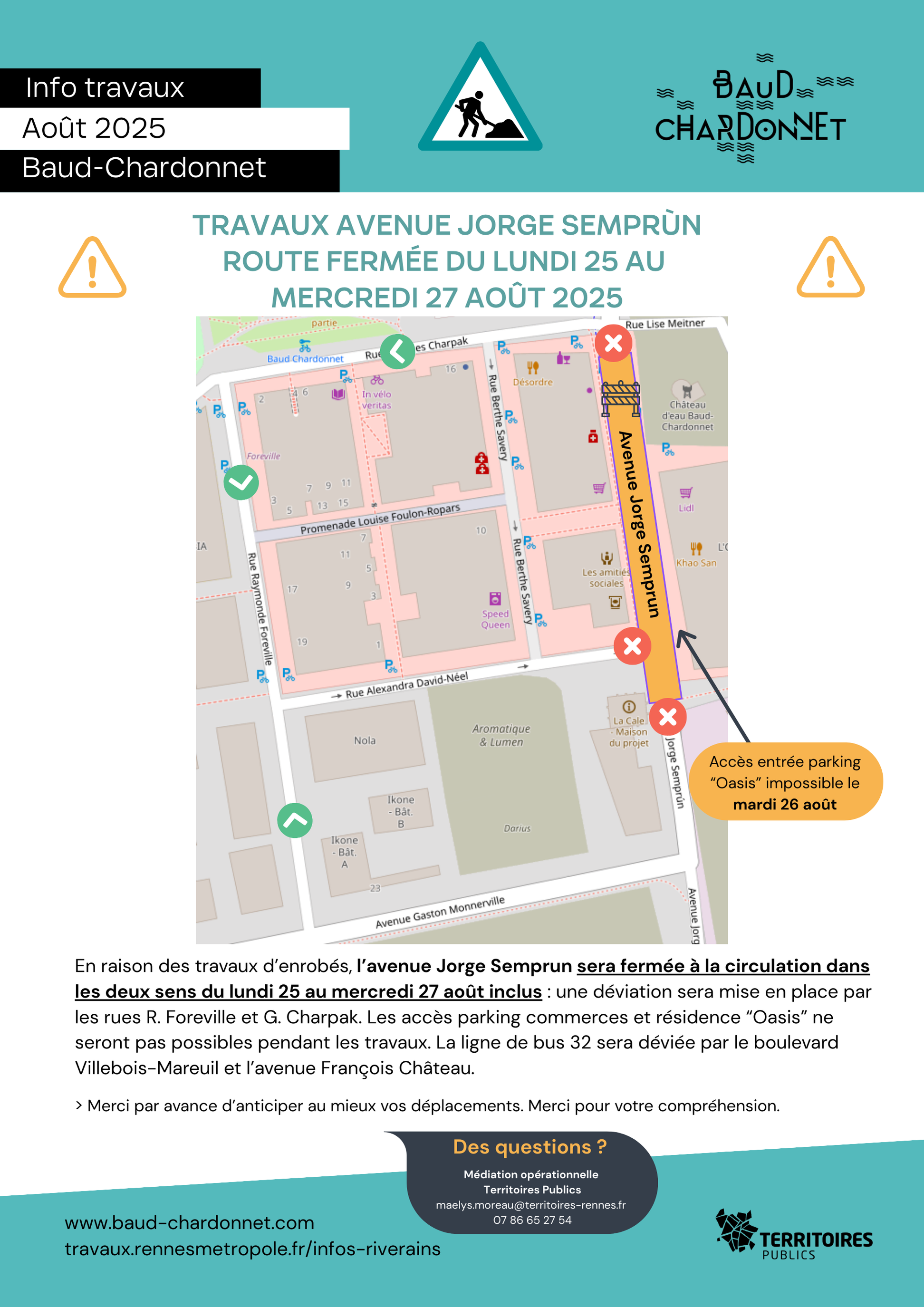 Info travaux avenue Jorge Semprun août 2025 PNG